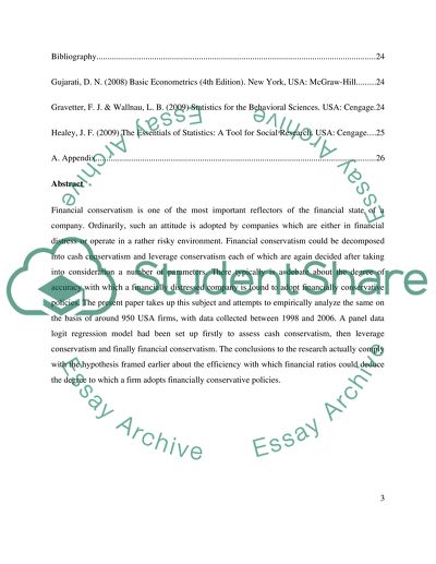 Financial Conservative Policies and Financial Distress