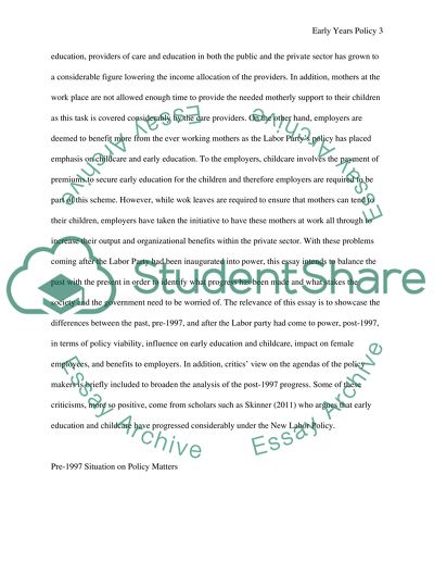 Early years policy: new labor policy