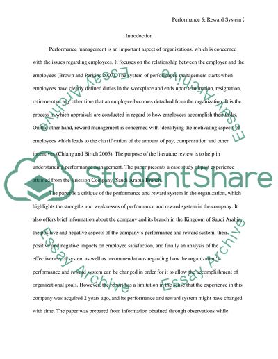 Performance & Reward System - Ericsson Company