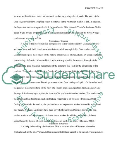 Project Plan to Garnier