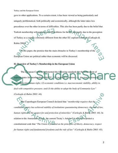 The Political System of Turkey within the European Union