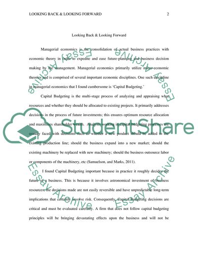 Managerial Economics and Capital Budgeting