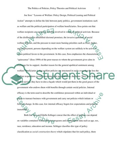 Joe Soss Lessons of Welfare: Policy Design, Political Leaning and Political Action