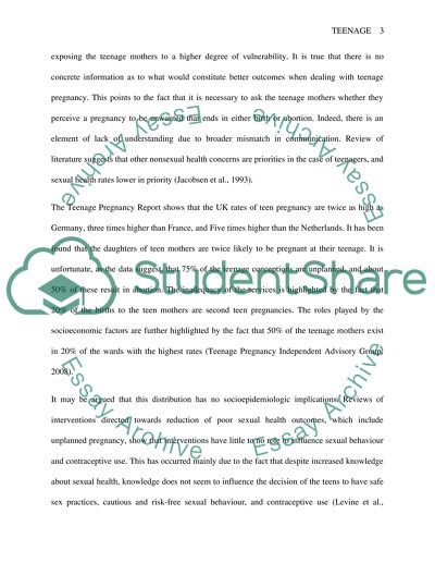 Views and Experiences of Teenage Mothers on Teenage Pregnancy in the UK