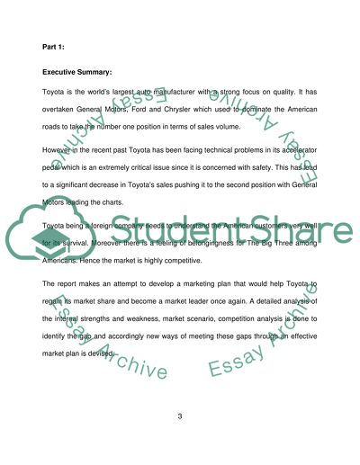 Marketing Plan for Toyota