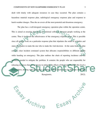 Components of New Hampshire Emergency Plan