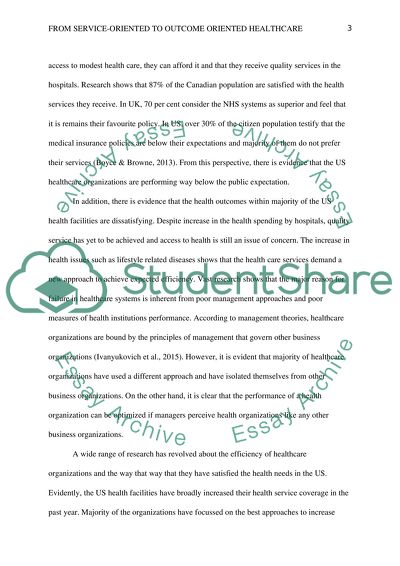 Shift from Service-Oriented to Outcome Oriented Healthcare