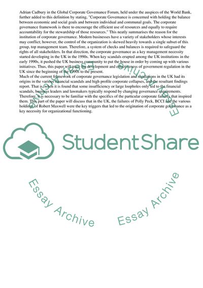 The Effectiveness of Governance Regulation in the UK