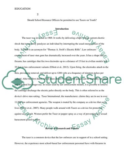 Should School Resource Officers be Permitted to Use Tasers on Youth