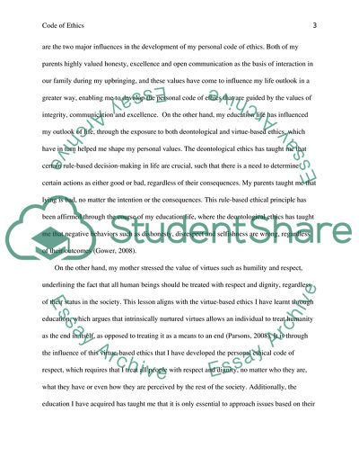 Personal Code of Ethics