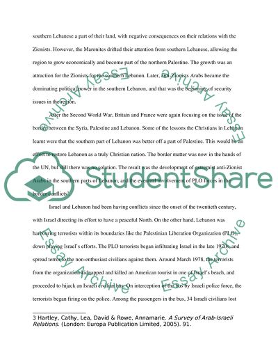 Reasons for Israels Invasion to Lebanon in 1982