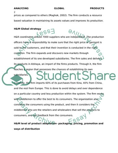 Analyzing Global Products through the example of the H & M and Zara industry