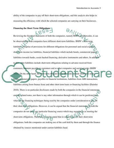 Financing The short Term Obligations of the Business (BMW vs Mercedes)