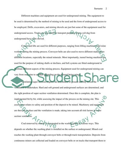 Underground mining, Coal Prep Plant, and Strip Mining