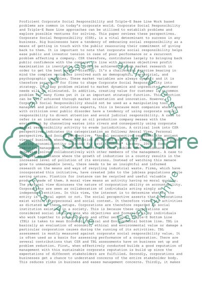 Corporate Social Responsibility and Triple-E Base Line