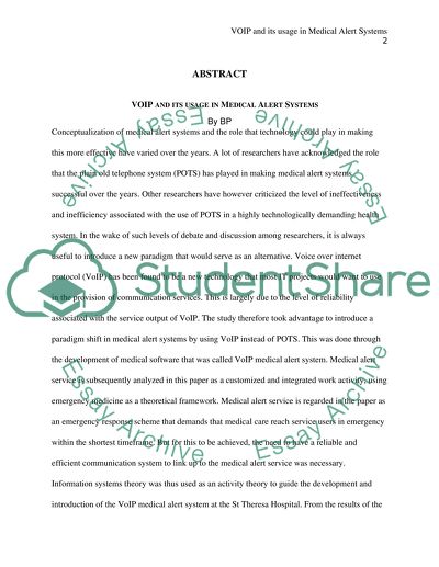 VOIP and Its Usage in Medical Alert Systems