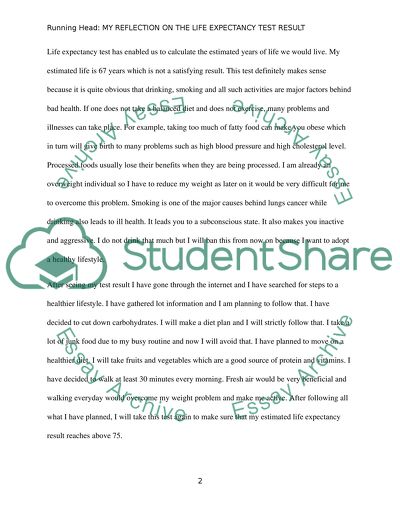 My Reflection on the Life Expectancy Test Result