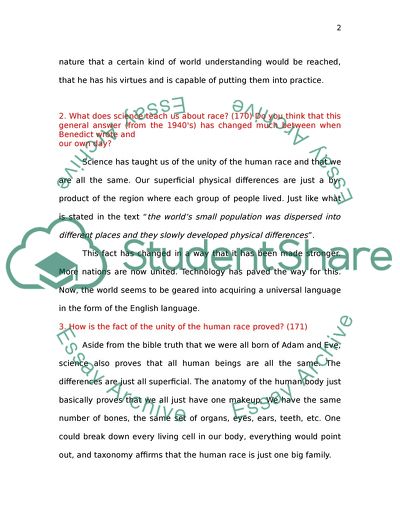 Ruth Benedict and Racial Groups in the US