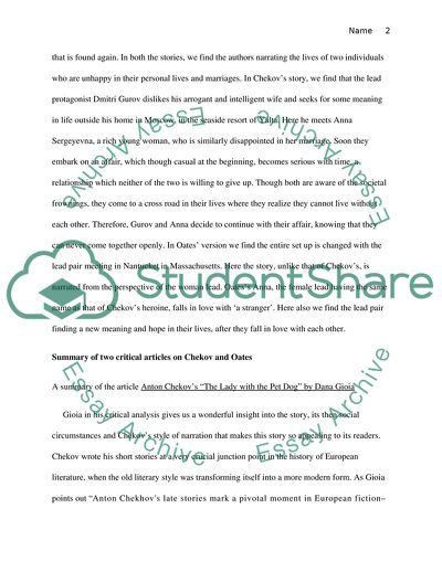 Comparative Analysis of A Chekhov and J Oates Stories