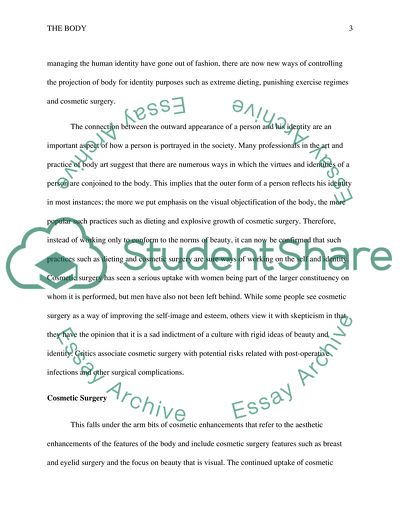 Correlation between Body and Persons Self Identity
