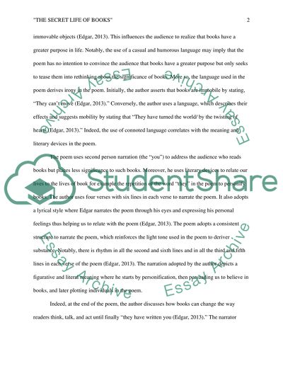 Analysis of the poem The secret Life of Books by Stephen Edgar