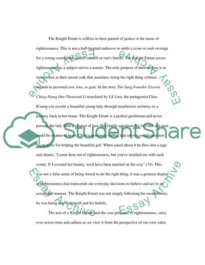 The Knight Errant That Is Celebrated in Chinese Literature