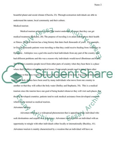 Analysis of Different Types of Tourism