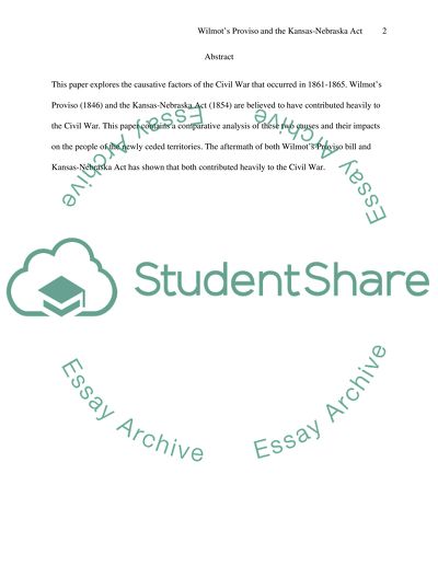 Wilmots Proviso and the Kansas-Nebraska Act