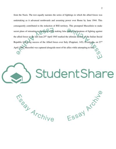 Mussolinis Offensive against the Nazis and Tentative Talks with the British