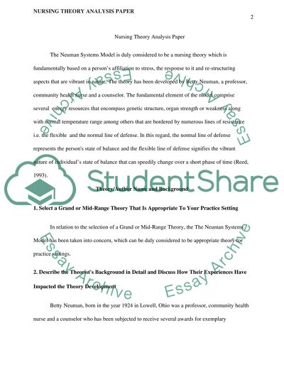 Nursing Theory Analysis