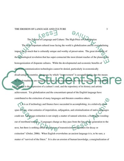 The Erosion Of Language And Culture Essay Example Topics And Well The Erosion Of Language And Culture