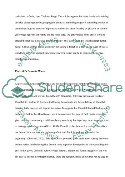 The Influence of Words During Times of War