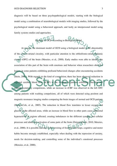 OCD Diagnosis Selection