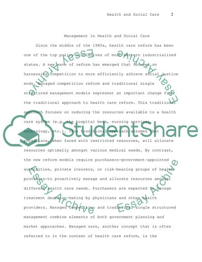 Management in Health and Social Care