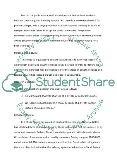 Factors Effecting Students Selecting Private Colleges In Saudi Arabia