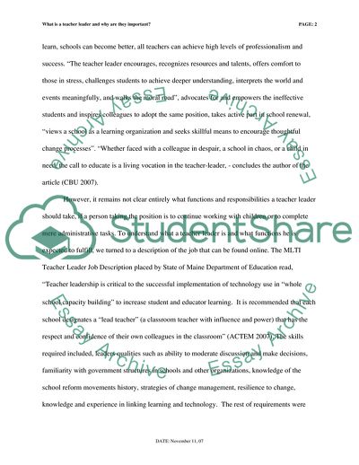 The Notion of a Teacher Leader