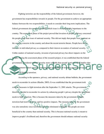 Individual Privacy and National Security Issue