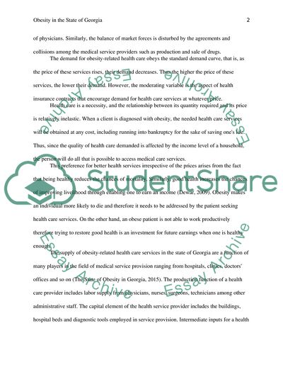 Economics Of Public Health: Obesity in the State of Georgia