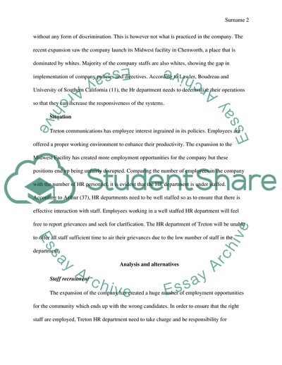 Effective Human Resource Management in Treton Communications