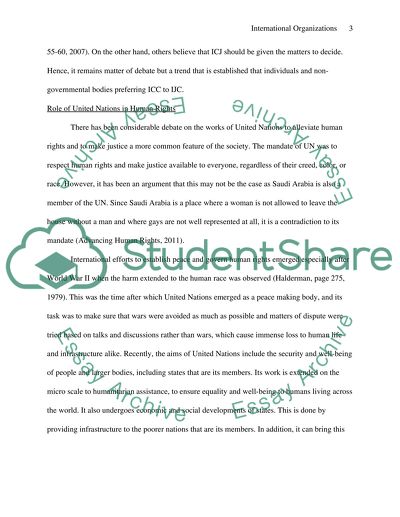 International organisations. United Nations in Human Rights, ICJ & ICC