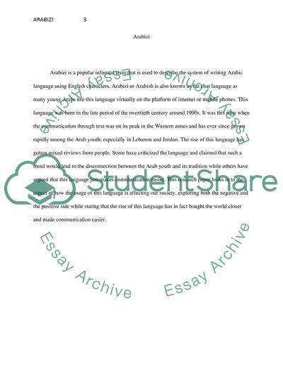 Arabizi (Arabic Chat language)