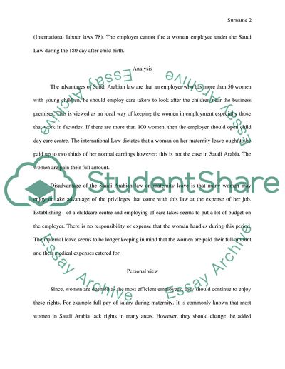 Maternity Leave under Saudi Arabian Law and International Law