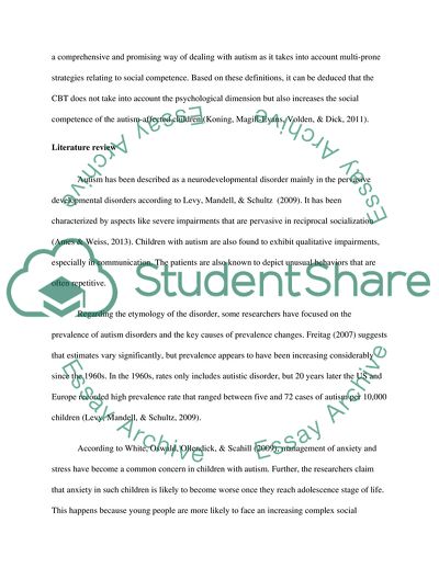 Cognitive Behavior Therapy for Autism