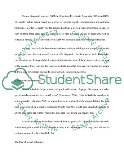 Use Of Visual Schedules In Autism Treatment Essay Use Of Visual Schedules In Autism Treatment Buy A Business Plan also What Is A Thesis Statement In An Essay Compare And Contrast Essay About High School And College