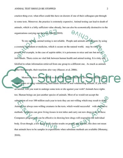 Animal Test Should Be Stopped