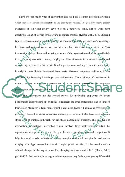 organizational intervention essay