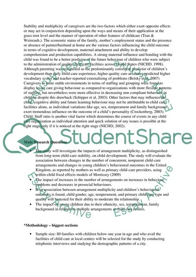 Multiple Child-Care Arrangements and Their Effects on Behavioural Problems in Children under 5 Years of Age
