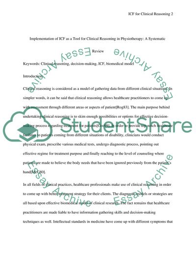 Implementation of ICF as a Tool for Clinical Reasoning in Physiotherapy