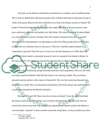 Colony Irish and Irish famine as genocide