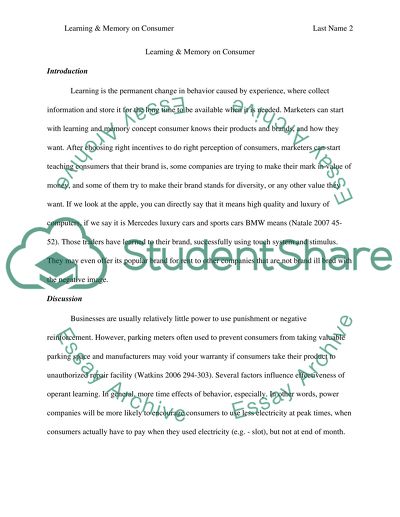 Learning & Memory on Consumer